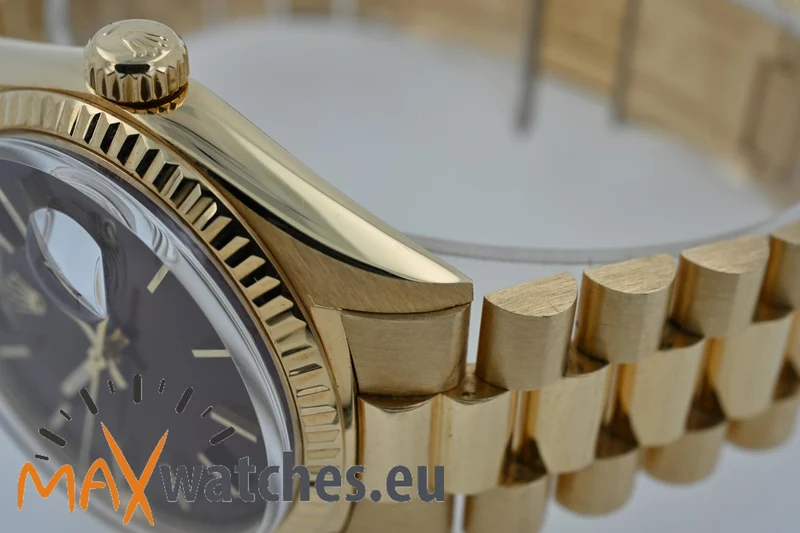 Rolex Oyster Perpetual Day Date 18k Gold Stella Oxblood Red Dial Full Set LC USA
