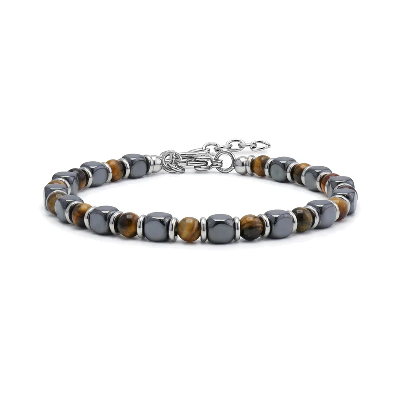 Tigerauge-Hämatit-Würfel-Armband
