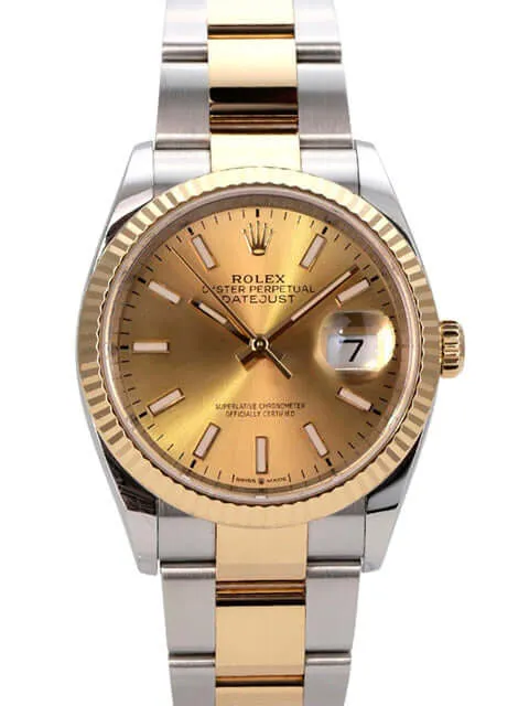 Rolex Datejust 36 Oystersteel Gelbgold 126233 Champagner