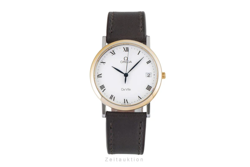Omega De Ville gilt / steel quartz men's watch 196.2432 [2605488]