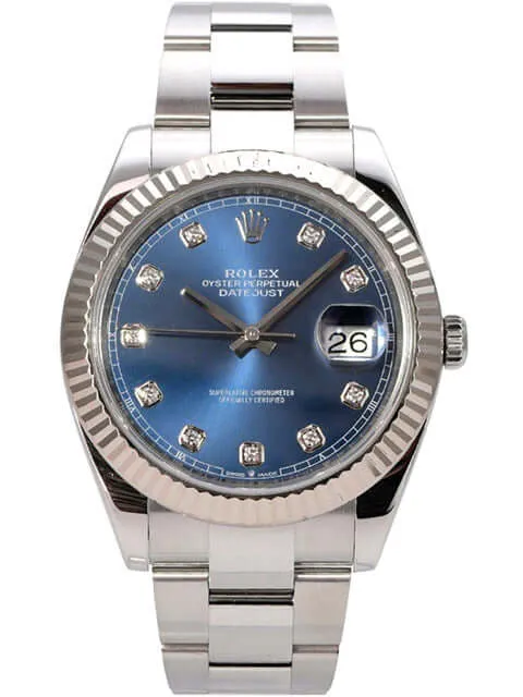 Rolex Datejust 41 Edelstahl Weißgold 126334 Blau Diamant