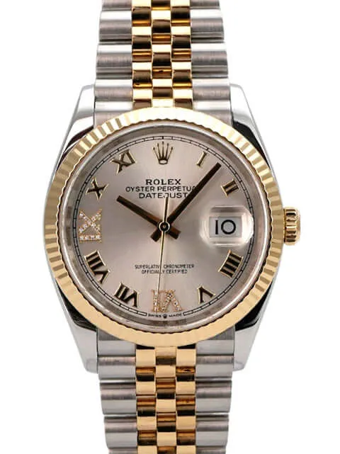 Rolex Datejust 36 Edelstahl Gold 126233 Silber R Diamant Jubile-Band