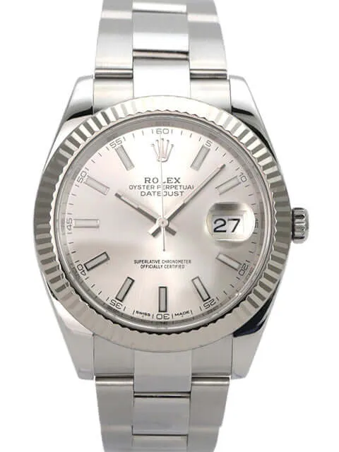 Rolex Datejust 41 Edelstahl Weißgold 126334 Silber