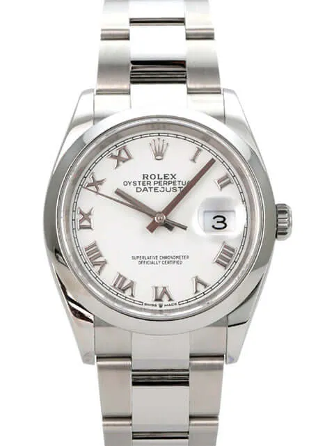 Rolex Datejust 36 Oystersteel 126200 Weiß Römisch