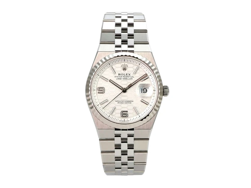 Rolex Land-Dweller 36 Oystersteel Weißgold 127234 Tiefweiß Wabe Flat Jubile-Band