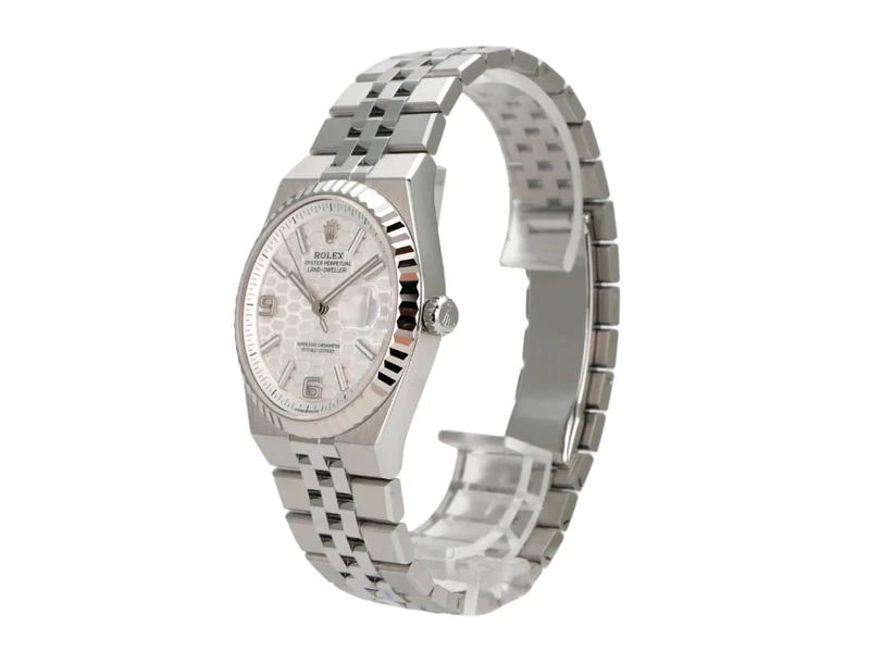 Rolex Land-Dweller 36 Oystersteel Weißgold 127234 Tiefweiß Wabe Flat Jubile-Band