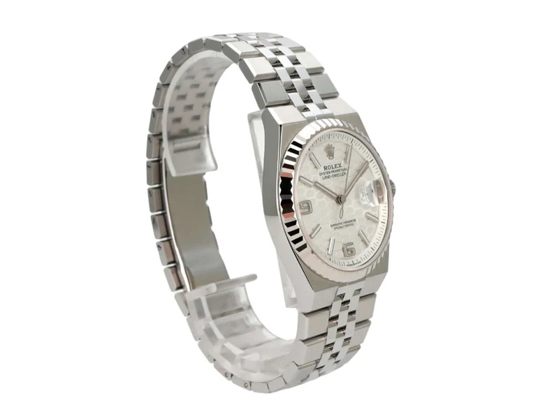 Rolex Land-Dweller 36 Oystersteel Weißgold 127234 Tiefweiß Wabe Flat Jubile-Band