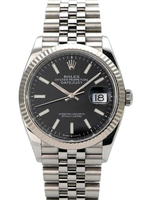Rolex Datejust 36 Oystersteel Weißgold 126234 Schwarz Jubile-Band