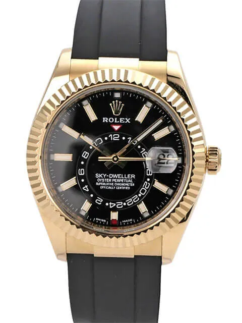 Rolex Sky-Dweller Gelbgold Oysterflex 336238 Schwarz
