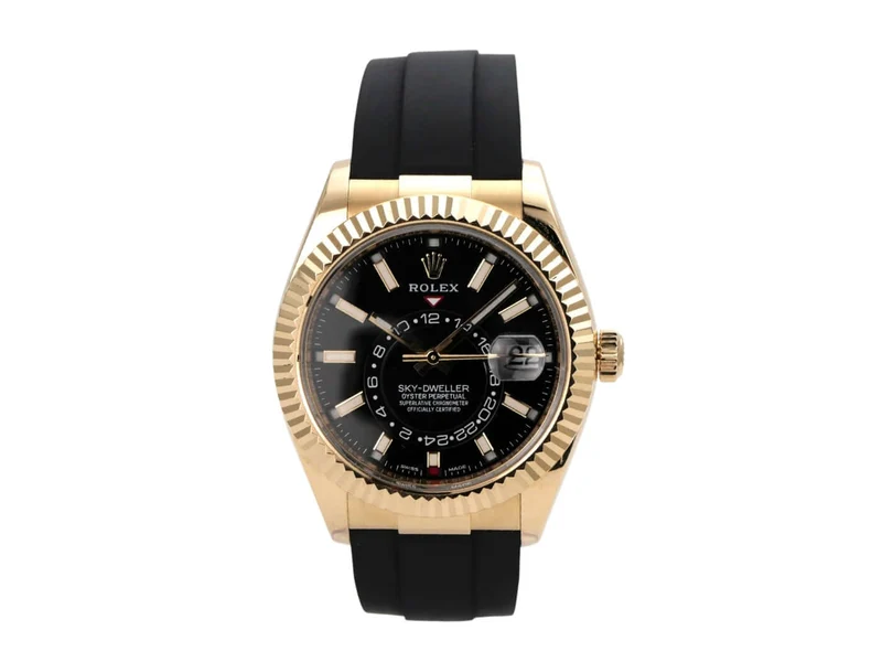 Rolex Sky-Dweller Gelbgold Oysterflex 336238 Schwarz