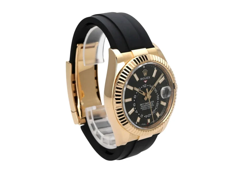 Rolex Sky-Dweller Gelbgold Oysterflex 336238 Schwarz