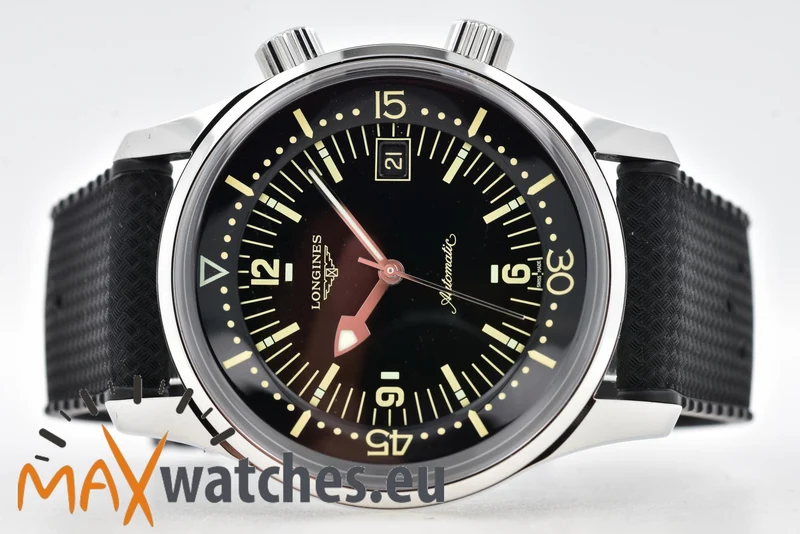 Longines Heritage Legend Diver L37744509 Black Dial Rubber strap