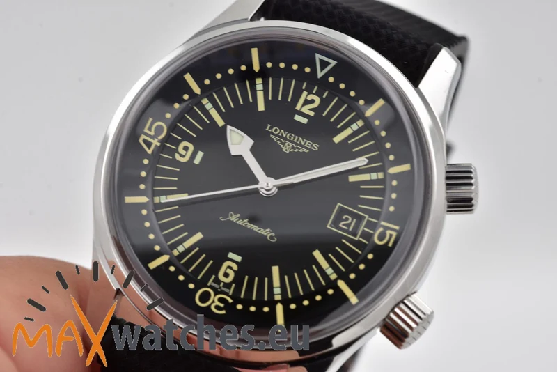Longines Heritage Legend Diver L37744509 Black Dial Rubber strap