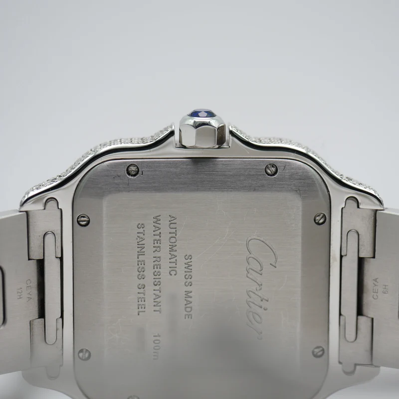Cartier Santos Iced Out Stahl / Roségold WSSA0018 - 2021