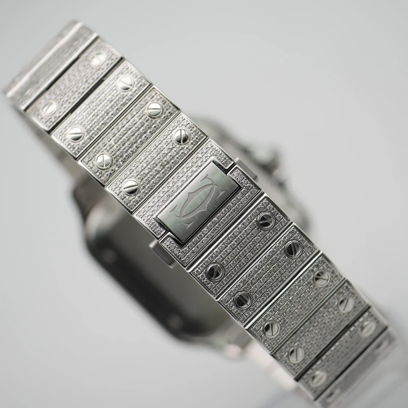 Cartier Santos Iced Out Stahl / Roségold WSSA0018 - 2021