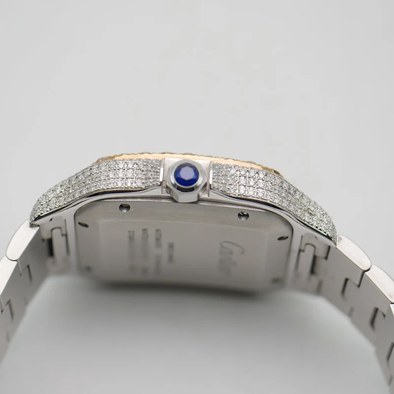 Cartier Santos Iced Out Stahl / Roségold WSSA0018 - 2021