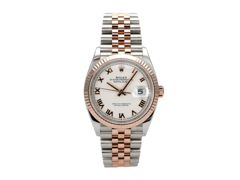 Rolex Datejust 36 Oystersteel Everose-Gold 126231 Weiß Römisch Jubile-Band