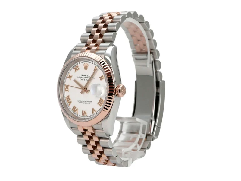 Rolex Datejust 36 Oystersteel Everose-Gold 126231 Weiß Römisch Jubile-Band