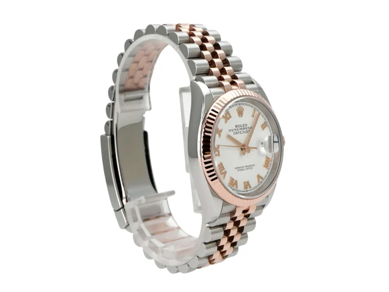 Rolex Datejust 36 Oystersteel Everose-Gold 126231 Weiß Römisch Jubile-Band