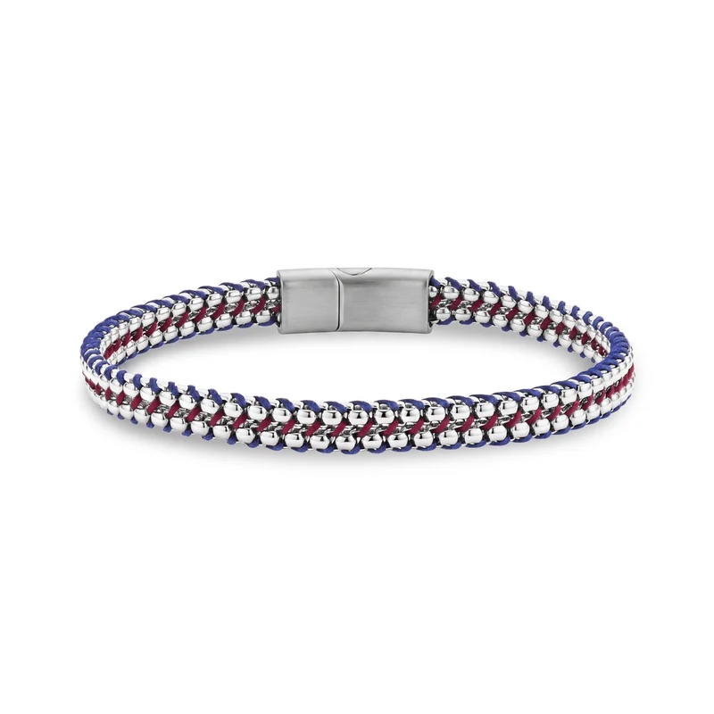 Rotes und blaues Armband mit Kette