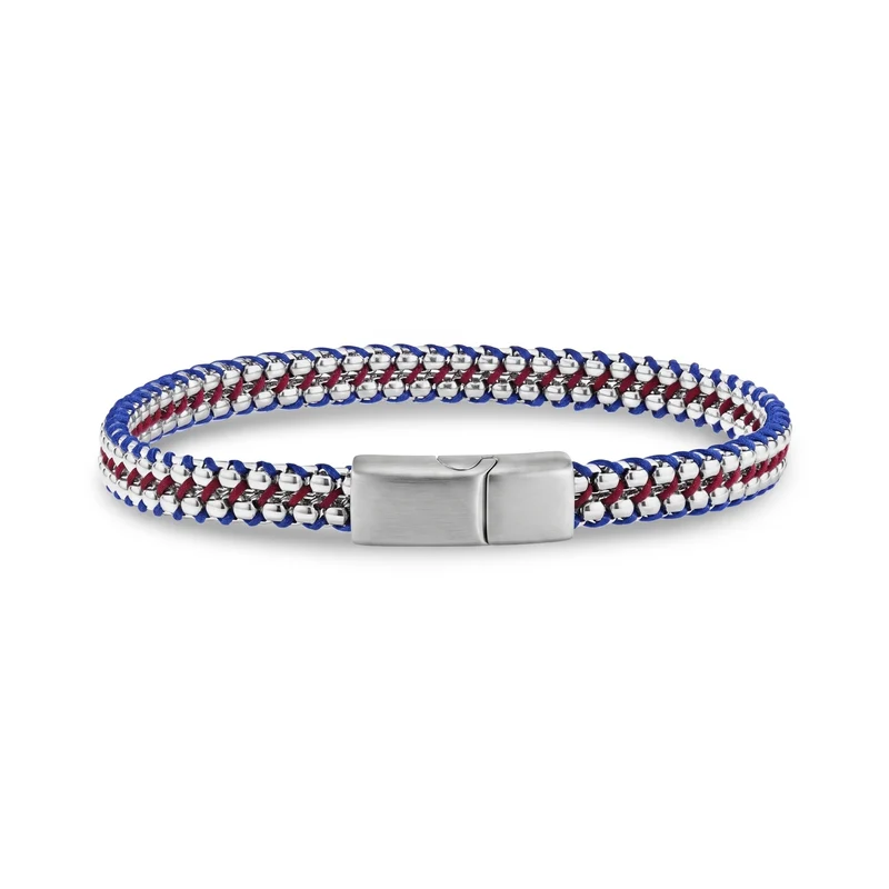 Rotes und blaues Armband mit Kette