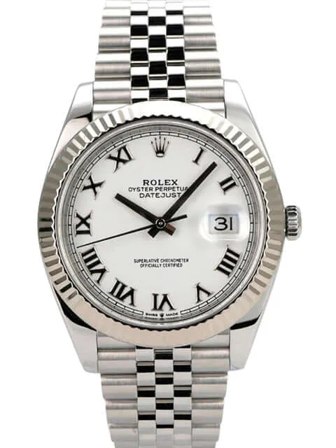 Rolex Datejust 41 Edelstahl Weißgold 126334 Weiß R Jubile-Band