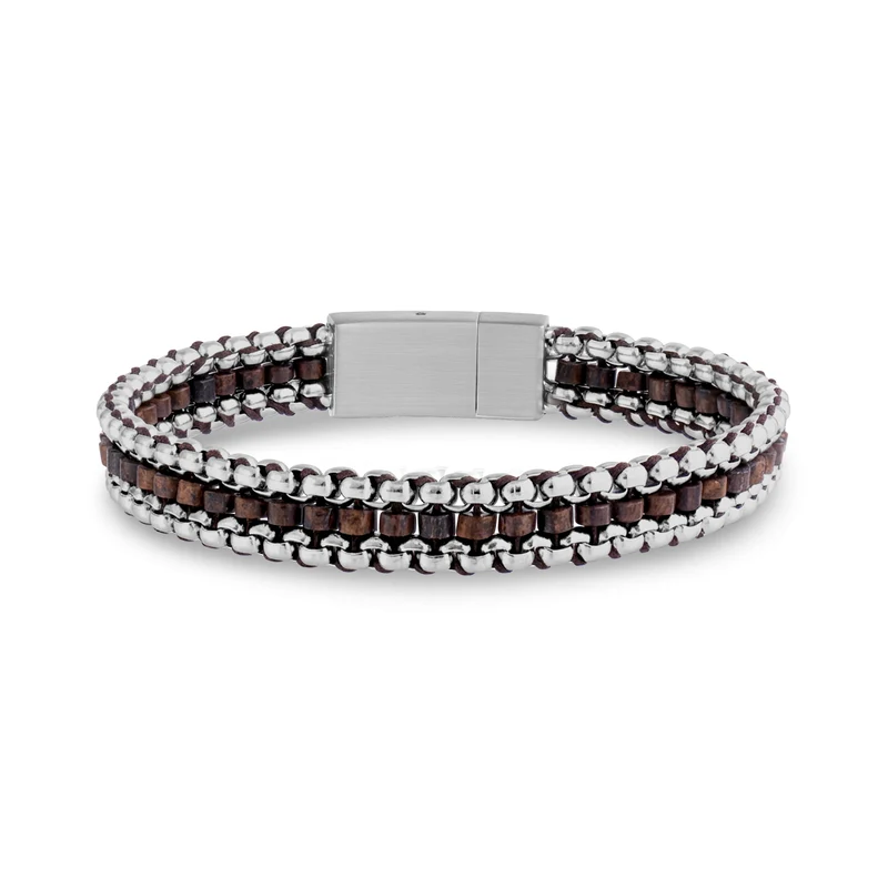 Armband aus Bronzitperlen mit Kordel