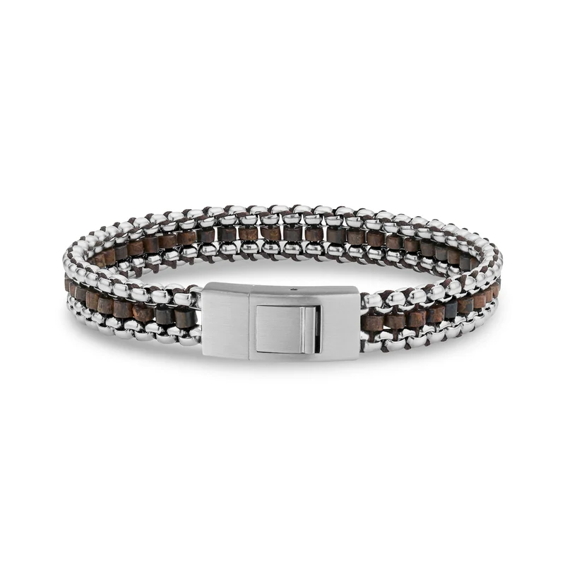 Armband aus Bronzitperlen mit Kordel