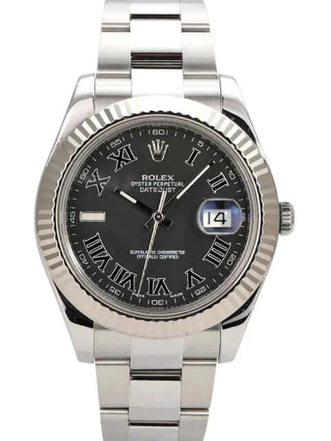 Rolex Datejust II 116334 Schwarz Römisch