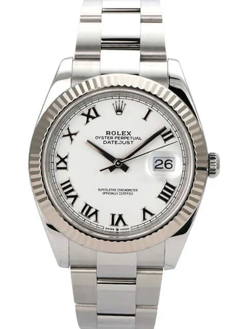 Rolex Datejust 41 Edelstahl Weißgold 126334 Weiß Römisch
