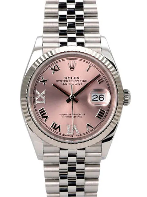 Rolex Datejust 36 Oystersteel Weißgold 126234 Pink R Diamant Jubile-Band