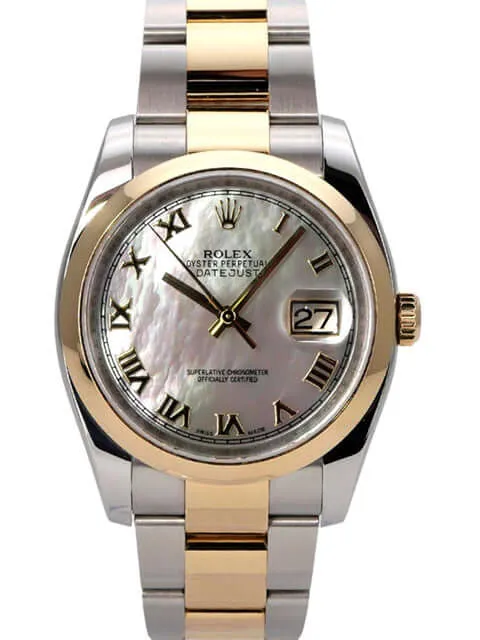 Rolex Datejust 36 Edelstahl Gelbgold 116203 Perlmutt Römisch