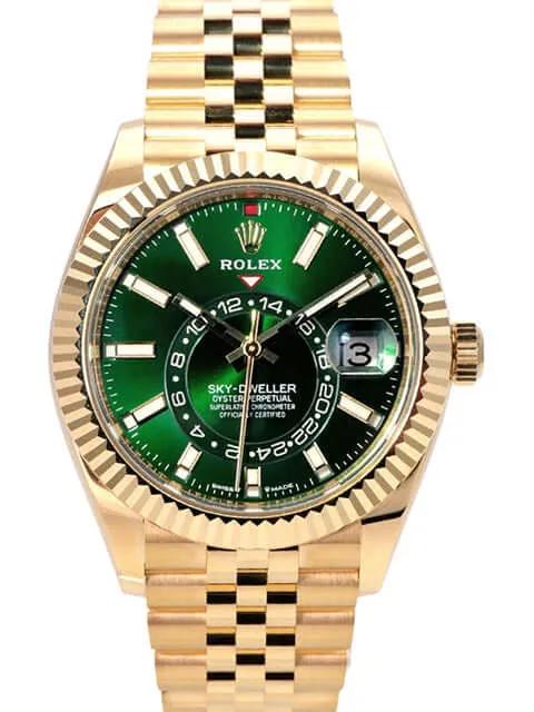 Rolex Sky-Dweller 336938 Gelbgold Grün Jubile-Band