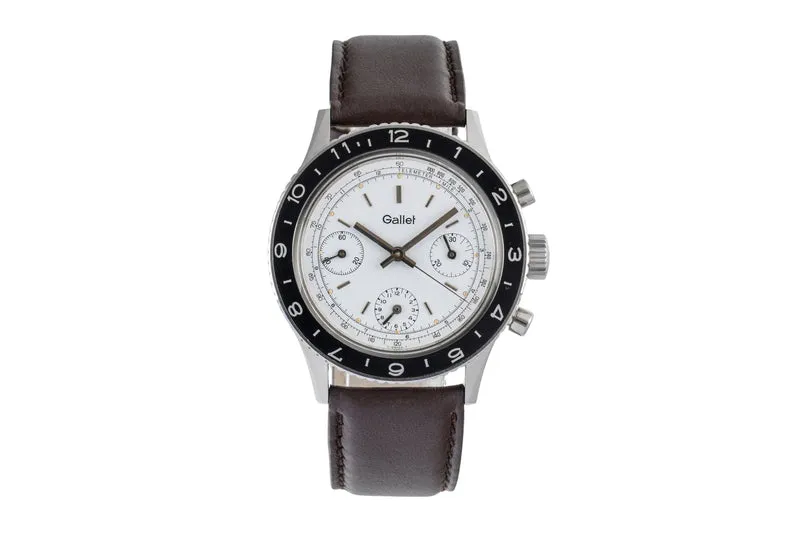 Gallet Multichron Pilot chronograph steel manual winding men's watch Vintage [2603518]