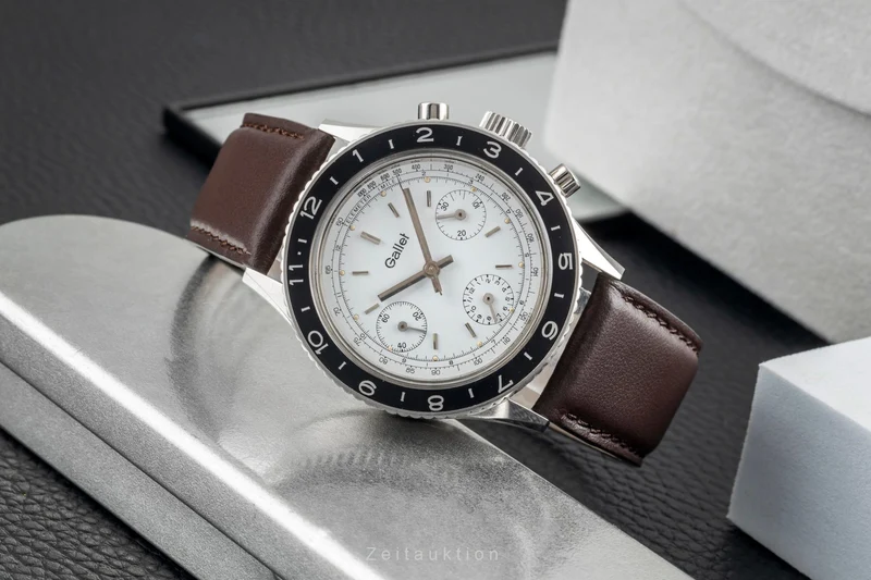 Gallet Multichron Pilot chronograph steel manual winding men's watch Vintage [2603518]