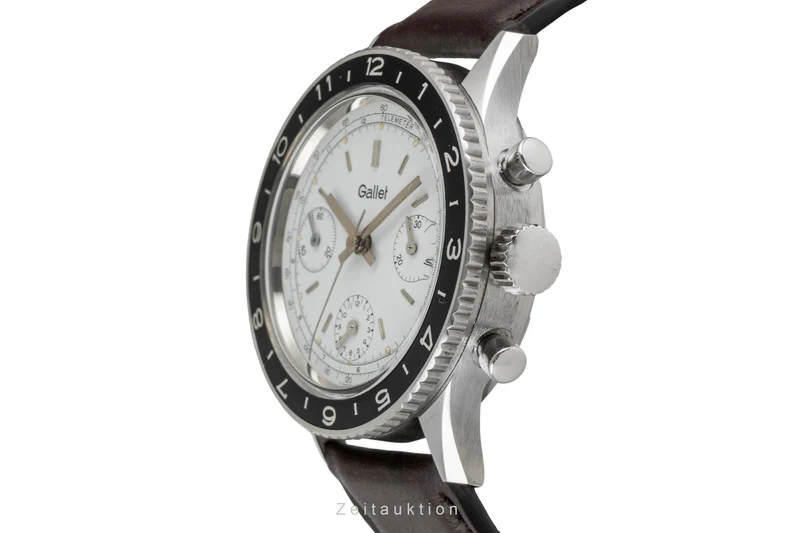Gallet Multichron Pilot chronograph steel manual winding men's watch Vintage [2603518]