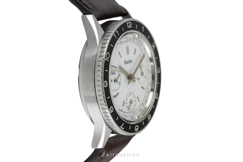 Gallet Multichron Pilot chronograph steel manual winding men's watch Vintage [2603518]