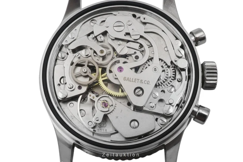 Gallet Multichron Pilot chronograph steel manual winding men's watch Vintage [2603518]