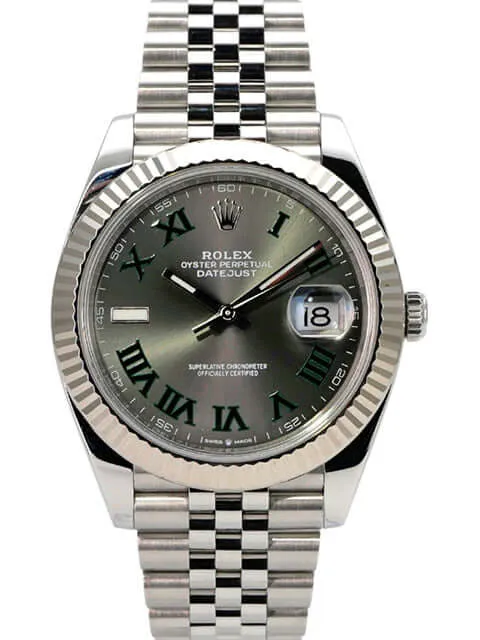 Rolex Datejust 41 Edelstahl Weißgold 126334 Rhodium Römisch Jubile-Band