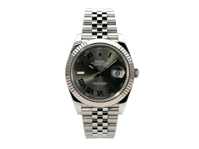 Rolex Datejust 41 Edelstahl Weißgold 126334 Rhodium Römisch Jubile-Band