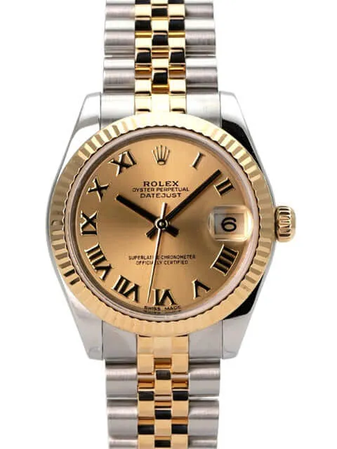 Rolex Datejust 31 Edelstahl Gelbgold 178273 Champagner Römisch Jubile-Band