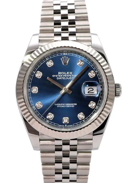 Rolex Datejust 41 Edelstahl Weißgold 126334 Blau Dia Jubile-Band