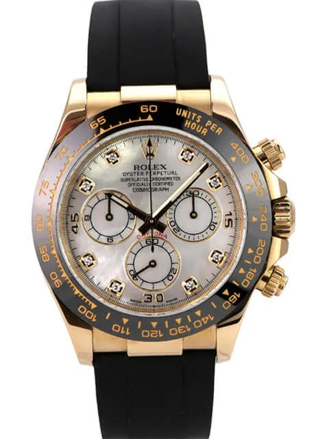 Rolex Daytona 116518LN Gelbgold Oysterflex Perlmutt Diamant
