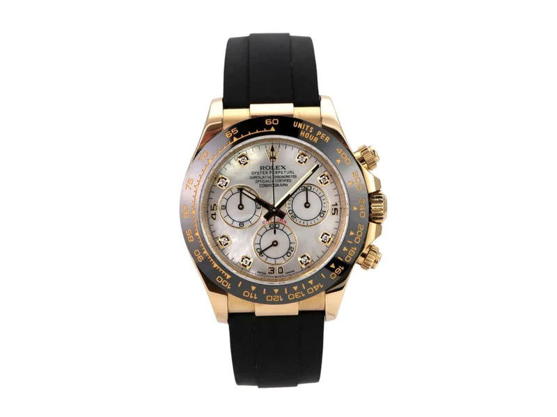 Rolex Daytona 116518LN Gelbgold Oysterflex Perlmutt Diamant
