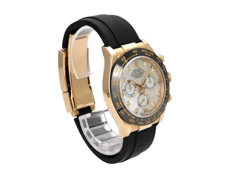 Rolex Daytona 116518LN Gelbgold Oysterflex Perlmutt Diamant