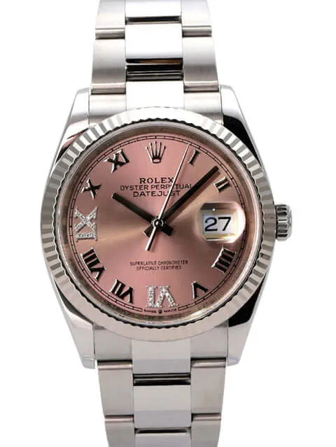 Rolex Datejust 36 Oystersteel Weißgold 126234 Pink Römisch Diamant
