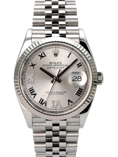 Rolex Datejust 36 Oystersteel Weißgold 126234 Silber R Diamant Jubile-Band