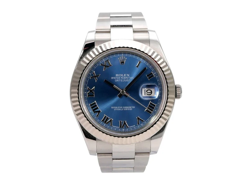 Rolex Datejust II 116334 Edelstahl / Weißgold Blau Römisch