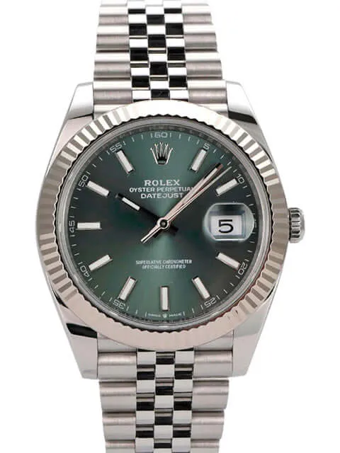 Rolex Datejust 41 Edelstahl Weißgold 126334 Mint Green Jubile-Band