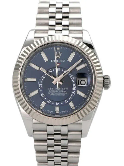 Rolex Sky-Dweller 326934 Edelstahl Weißgold Blau Jubile-Band